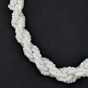 Vintage White Seed Bead Bayadere Necklace